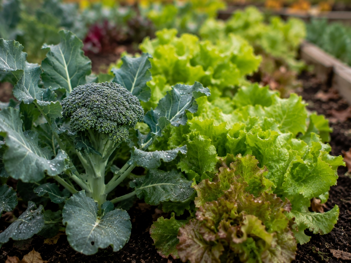 Broccoli and lettuce, cool-season fall crops